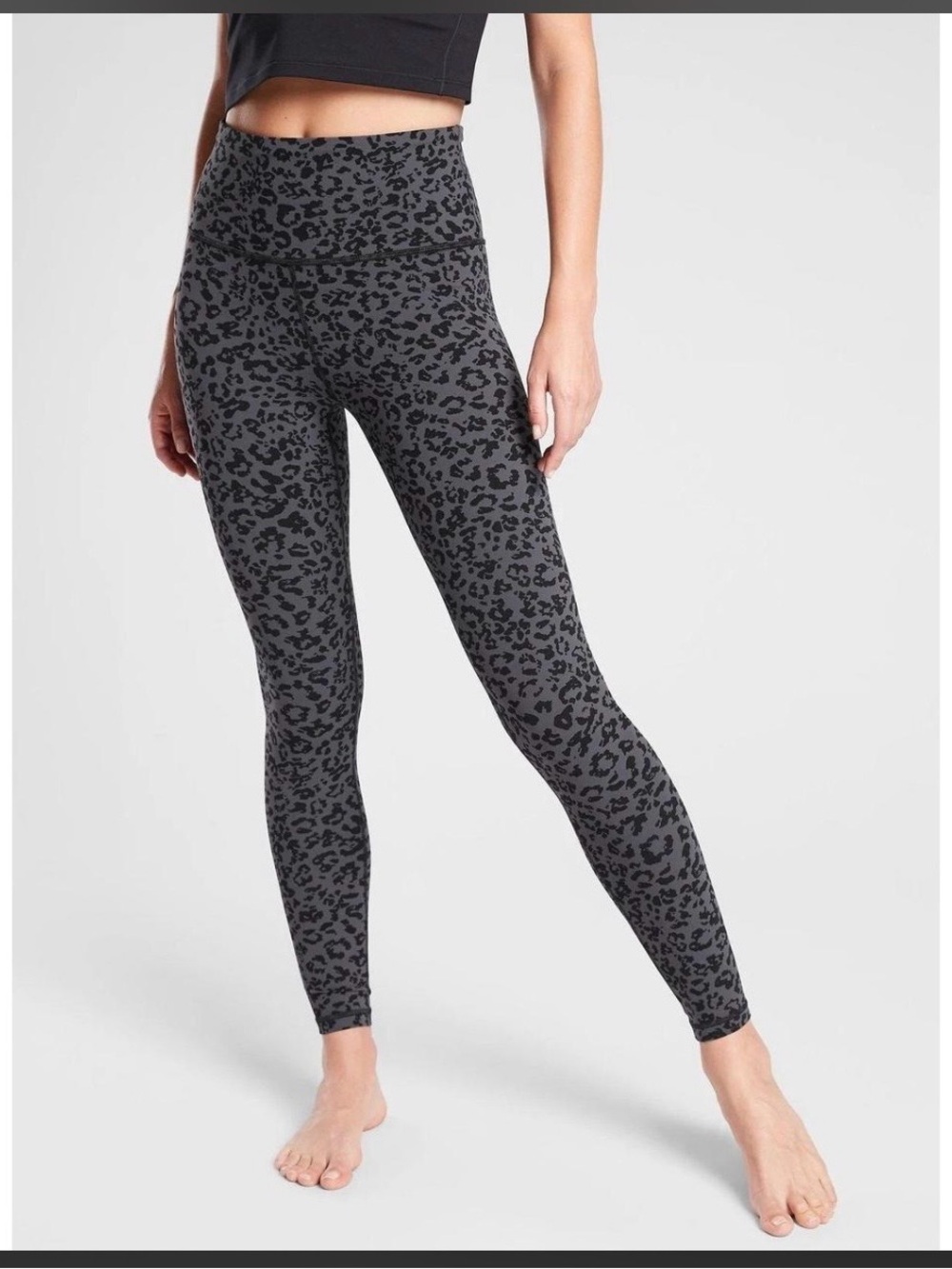 Athleta Charcoal and Black Leopard Print Leggings